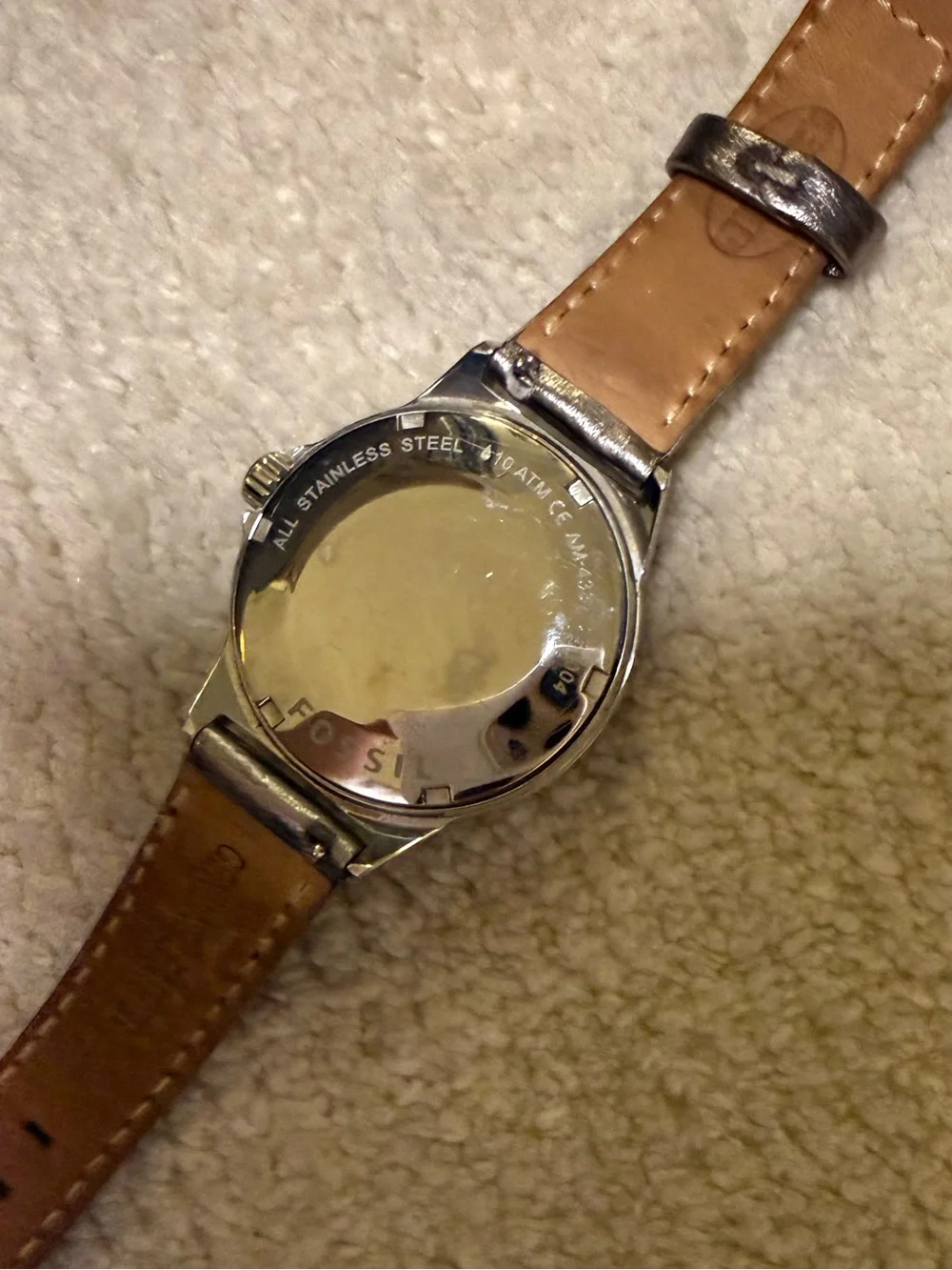 Fossil Silver / Gray Leather Watch